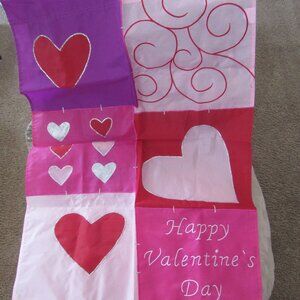 Large 27x39 in. Vintage Nylon Color Block Embroidered Valentines Day Garden Flag